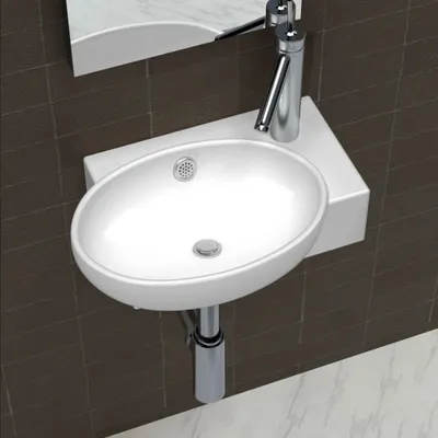 Produktbild von vidaXL Umywalka z otworem na baterię i otworem przelewowym ceramiczna biała