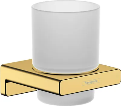 Zdjęcie produktu dla Hansgrohe AddStoris - Uchwyt na szczoteczkę i pastę do zębów, matowe szkło/złote polerowane wykończenie 41749990