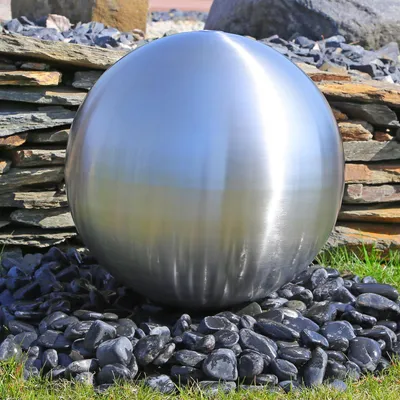 Produktbild von CLGarden Große Kugel aus Edelstahl 48cm Durchmesser für Gartenbrunnen Kugel matt gebürstet Wasserspiel Springbrunnen Kugelbrunnen