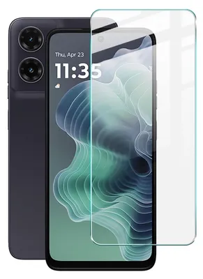 A smartphone with a screen protector placed over it.