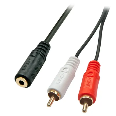 Produktbild von LINDY Audiokabel Stereo 3.5mm/2xRCA F/M 0.25m
