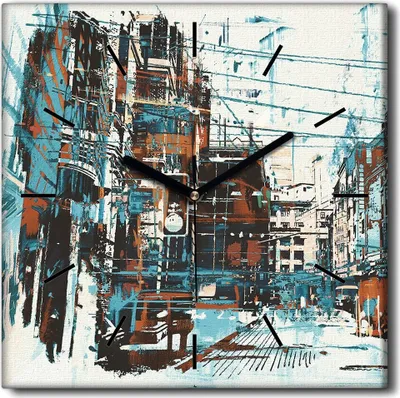 Produktbild von Coloray Uhr auf Leinwand 30x30 cm Wand Uhr Dekoration Wohnzimmer Segeltuch schwarze Hände -Grunge Urban Street.
