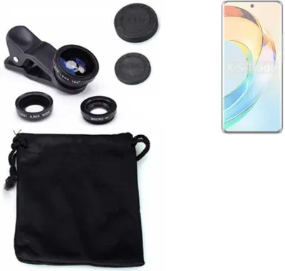 Produktbild von K-S-Trade Smartphone Kamera Linsen Set Kompatibel mit Honor Magic6 Lite 5G 3in1 Clip-On Kamera Adapter Macro Weitwinkel FishEye Fischauge Objektiv