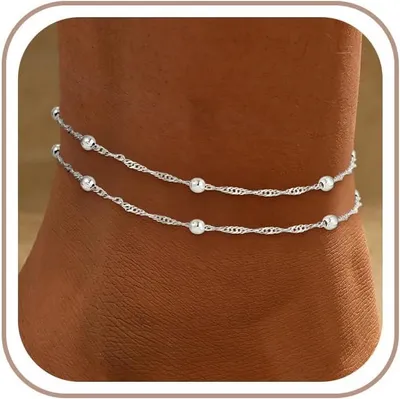 Productafbeelding van Enkelbandje voor Dames, Zilver 925/Goud, Waterdicht, Verstelbaar, voor Strand
