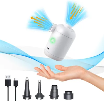 Obrázek produktu pro Mini USB elektrická vzduchová pumpa, 2 v 1: nafukování a vyfukování, přenosná, s 4 tryškami