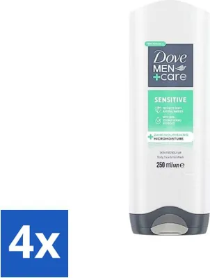 Produktbild von Dove Men+Care Sensitive Duschgel 3-in-1 – Pflegend – 250 ml - Vorteilspack - 4 Stücke