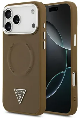 Zdjęcie produktu dla GUESS case passend für IPHONE 17 Pro Max compatible with MagSafe GUHMP17XPSDTSCMW (PU W/ Triangle Logo) brown