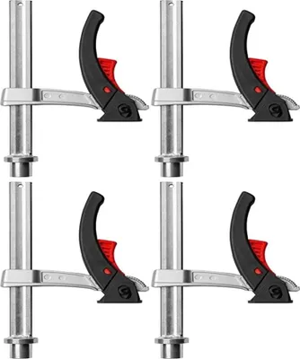 Four identical clamps are arranged in a 2x2 grid on a white background.