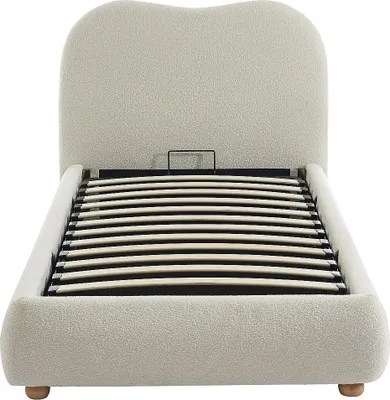 Produktbild von Bett mit Bettkasten - 90 x 190 cm - Bouclé-Stoff - Beige - VANARI