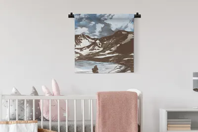 Produktbild von MuchoWow® Wandteppich Wandbehang Berg - Meer - Himmel 60x60 cm Tapisserie Dekoration Wandtuch - Dekorationen - Wand Decke
