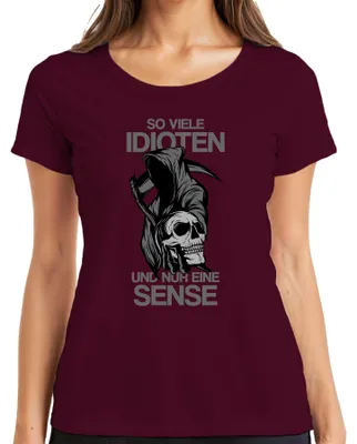 Obrázek produktu pro Tolik idiotů a jen jedna kosa Reaper Statement Gothic Humour dámské tričko, vínová, M