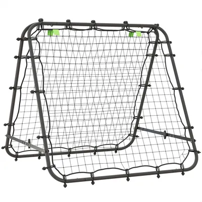 Produktbild von Fußball Rebounder Klappbar Verstellbar in 5 Stufen beidseitiger Rückprallwand Netz Kickback Tor für Fußball Training 100 x 95 x 90 cm Schwarz