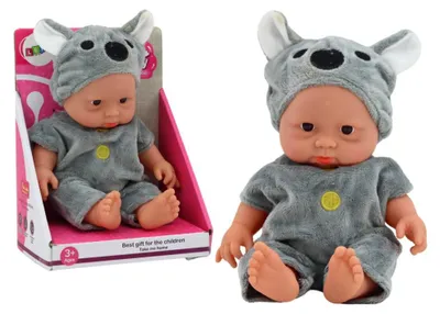 Produktbild von Leantoys Kleine Babypuppe, graue Kleidung, Koalamütze