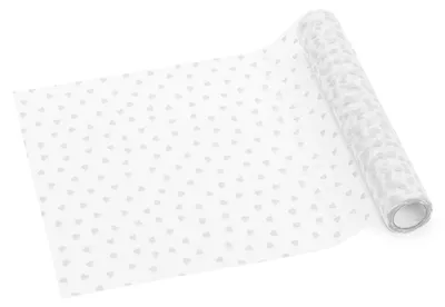Produktbild von Individuell zuschneidbarer Tüll Tischläufer Weiß mit Herzen 36 cm x 9 m