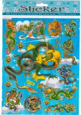 Produktbild von Kinder Aufkleber Drachen Monster Bunt Sticker Set 20x30cm Basteln Dekorieren Schule