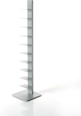 Produktbild von BBB ITALIA Bücherregal Sapiens mit vertikaler Säule aus Metall, freistehendes Regal mit Stahlböden (152 cm, Aluminium)