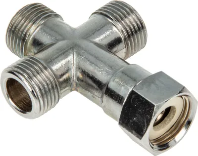 Produktbild von tecuro T-Stück allseitig 3/8 Zoll - Abzweigverteiler für Eckventile MS-verchromt - mit Dichtung