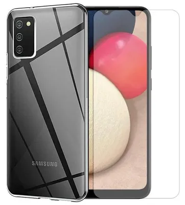 Obrázok produktu pre Priehľadný silikónový obal pre telefón Samsung Galaxy A03s + 3 ochranné sklenené fólie