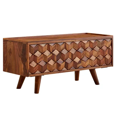 Produktbild von Lowboard Sheesham Massivholz 92x44x35 cm TV-Kommode mit Klapptür, Design TV-Schrank Hoch, Fernsehtisch Fernsehschrank Modern, Fernsehkommode Wohnzimmer