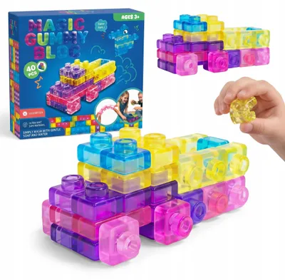 Produktbild von Weiche Gel-Bausteine für Kinder 40er Set - Elastische Sensorische Gummibausteine
