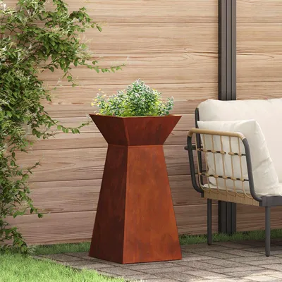 Obrázek produktu pro vidaXL Sloupový květináč stříbrný 35 x 35 x 73 cm Odolný vůči povětrnostním vlivům ocel