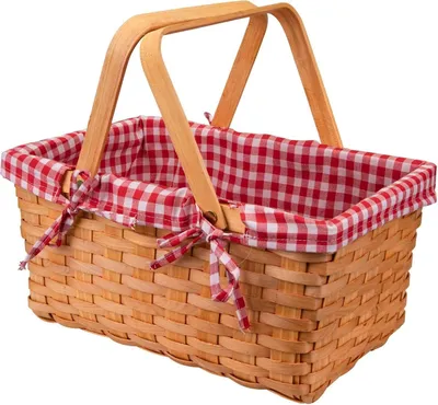 Produktbild von Geschenkkorb Natur Wicker Camping Picknickkorb Präsentkorb Holz, 32x20x16cm