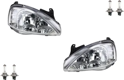 Immagine prodotto di Johns, kit fari anteriori compatibile con Opel Corsa C dal 2000 al 2003, con lampadine H7/H7 per il lato sinistro e destro. Sistema AL