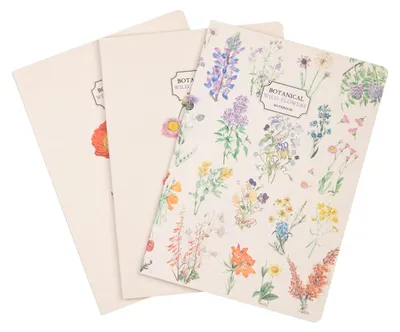 Obrázek produktu pro Balení sešitů A5 Botanical Wild Flowers - sešity - 3 malé sešity --- školní potřeby a krásné psací potřeby