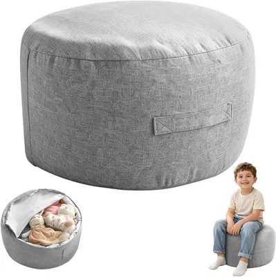 Produktbild von Sitzsackbezug zur Kuscheltieraufbewahrung, 2-in-1-Aufbewahrung und gemütliches Sitzkissen, großer füllbarer Sitzsack für Kuscheltiere im Kinder- und Wohnzimmer