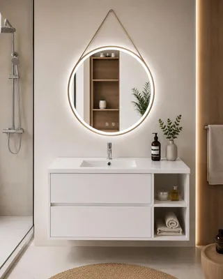 ORIGEN BATH ZEUS Badmöbel mit Waschbecken 100x45 cm, rechts, Weiß