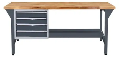 Produktbild von ADB Werkbank  anthrazitgrau, lichtgrau 4 Schubladen 150,0 x 75,0 x 85,0 cm