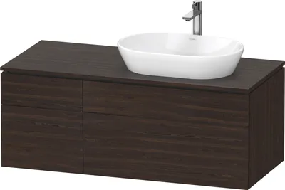 Image de Duravit L-Cube Meuble sous-lavabo en console suspendu, avec plan de toilette en console, 4 tiroirs, vasque à droite, 1220x482x550mm, LC4874069690000