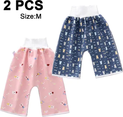 Produktbild von 2 Stück Baby Windelrock Windelhosen Wasserdicht und auslaufsicher für Kinder für das Töpfchentraining(M, Stil 2)