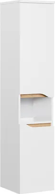 Produktbild von Badezimmer Midischrank in Weiß Glanz mit Weiß Hochglanz QUEIMADOS-66, B/H/T ca. 30/141/33 cm