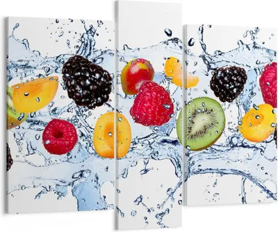 Produktbild von Bild auf Leinwand - Leinwandbild - Wasser Früchte frisch Essen - 95x80cm - Wand Bild - Wanddeko - Leinwanddruck - Bilder - Kunstdruck - Wanddekoration - Leinwand bilder - Wandkunst - CB95x80-2675