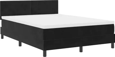 Image de Lit boxspring LED vidaXL avec tête de lit, noir, 140 x 200 cm, velours