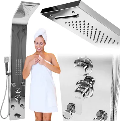 Produktbild von Duschpaneel mit Hydromassage-Wasserhahn, Regenduschkopf, Duschauslauf