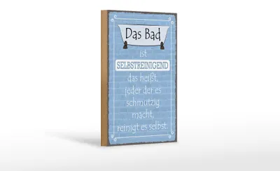 Produktbild von Holzschild Spruch 12x18cm das Bad ist selbstreinigend