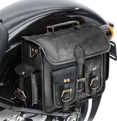 Produktbild von Motorrad Satteltasche Leder Vintage Tasche # SV3 Seitentasche schwarz