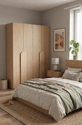 Image de AX LIVING Armoire Omodeo, 200 cm de large –Reproduction en chêne "bookmatch" avec poignées