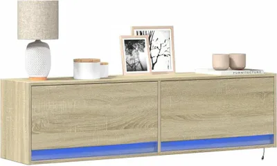 Produktbild von "2026 Promotion" TV-Wandschrank - TV-Möbel - mit LED-Beleuchtung Sonoma-Eiche 140x31x38 cm - TV-Regal CC31079