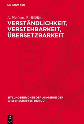Produktbild von Verständlichkeit, Verstehbarkeit, Übersetzbarkeit