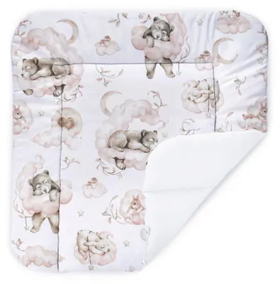 Produktbild von Balbina® Wickelunterlage aus Baumwolle weiche Wickeltischauflage für Wickelkommoden waschbar 70x70 I Bärchen auf Wolke, Rosa