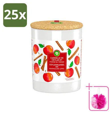 Productafbeelding van 25 x Air Wick geurkaars Kaneel & Fruitgaard Appel, 185g - Voordeelverpakking - 25 stuks