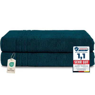 Produktbild von Komfortec 2er Saunatuch Set 80x200 cm aus 100% Baumwolle, XXL-Saunatücher, Sauna Handtuch, Weich, Groß, Frottee, Schnelltrocknend, Petrol