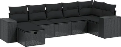 Produktbild von vidaXL 8-tlg. Garten-Sofagarnitur mit Kissen Schwarz Poly Rattan