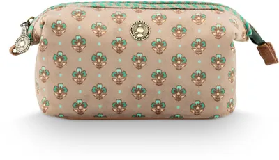 Produktbild von Pip Studio Cooper Cosmetic Purse Small Jaipur Flower Khaki-Green 19x8.5