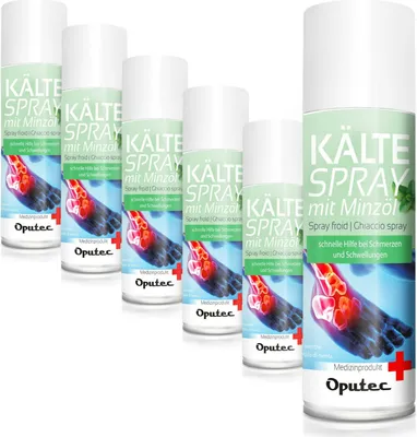 Produktbild von 6 x 400ml Oputec Kältespray Eisspray Minze: Erste-Hilfe-Spray bei Sportverletzungen, Schmerzen und Schwellungen - Medizinisches Kühlspray für Erste-Hilfe-Set
