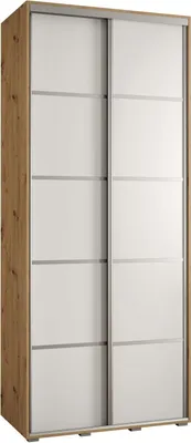 Produktbild von MEBLE KRYSPOL Cannes 4 Schrank mit 2 Schiebetüren - 205,2x110x45 cm - Artisan Weiß Silber