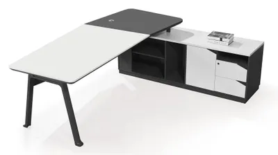 Produktbild von Büromöbel Chef Schreibtisch  Büroschreibtisch CAROLINA weiß-anthrazit 2,2x1,80x0,75m